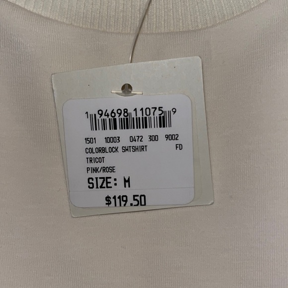 Club Monaco Colorblock Sweatshirt Cream and Pink/Rose Size Medium NWT - Picture 5 of 7